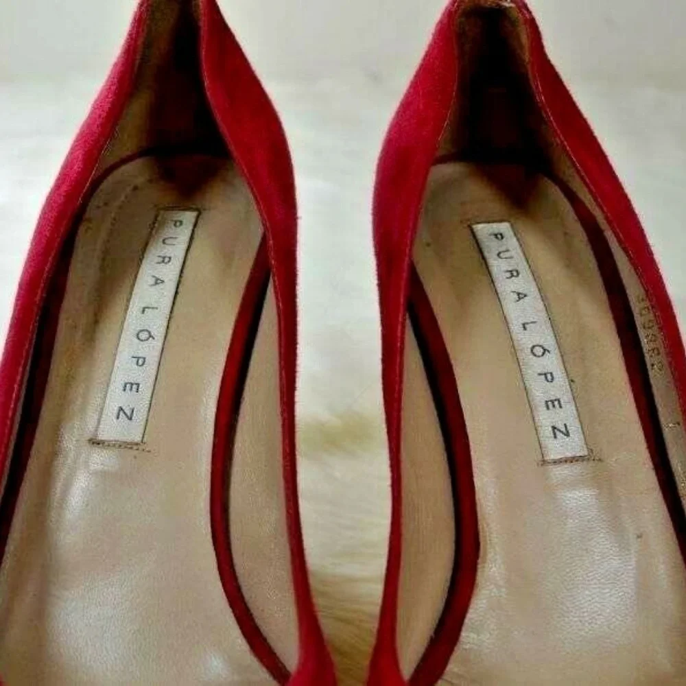 Pura Lopez Red Suede Platform Espadrilles